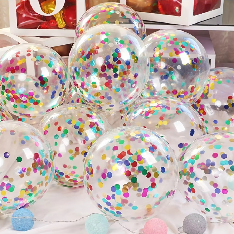 NEW 12Inch Heart Star Rainbow Blue Silver Rose Pink Confetti Latex Balloons Transparent for Party Birthday Decor(587L) - Image 5