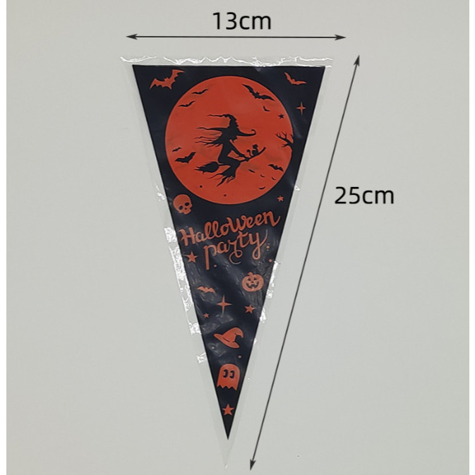 100pcs Counts Pumkin Cone Bag Halloween Pumpkin Patterned Cone Cellophane Bags Treat Candy Bags(841L) - Image 12