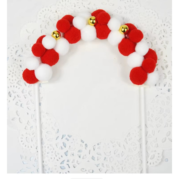 Happy Birthday Cake Topper Soft Pompom Cloud Cake Decorations Baby Shower DIY Cake Top Flags 拱门毛球生日烘培蛋糕插卡(734L) - Image 10