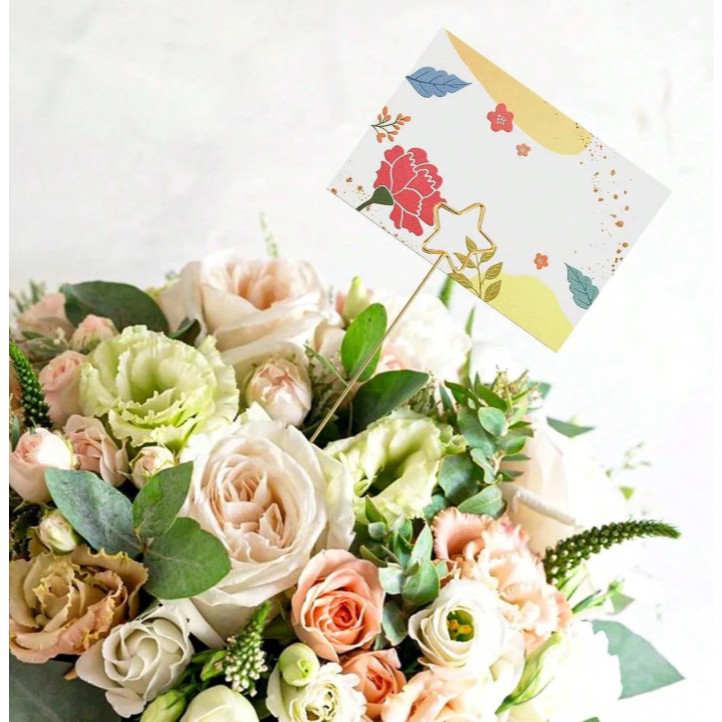 1pc art card holder metal postcard clip flower shop special card gold-plated flower for party decoration(1017L) - Image 6