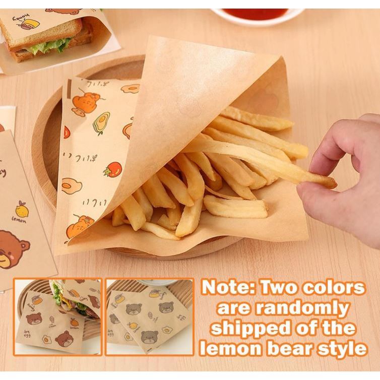 20pcs Triangle Paper Bag for Food Wrapping Disposable Burger Sandwich Bread Greaseproof Paper Bag No Need to Fold(3200L) - Image 2