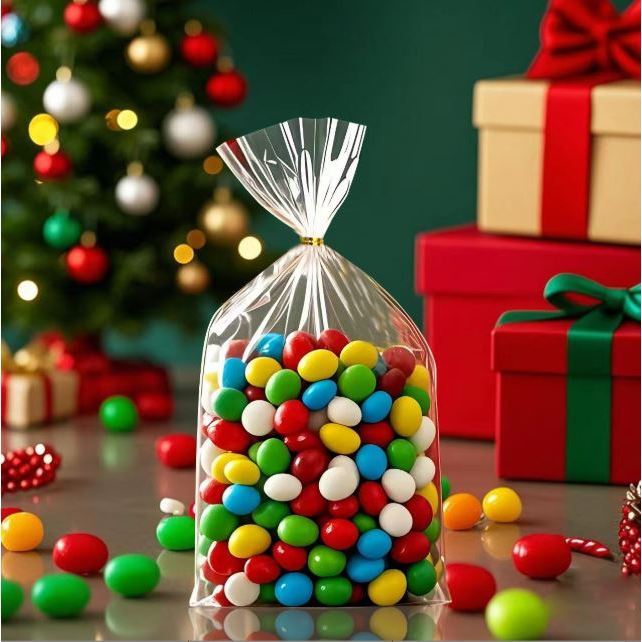 50pcs Transparent Pocket Candy Cookies Children's Day Party Snack Gift Bags Chocolate Plastic Bag OPP Popcorn Pack(3201L