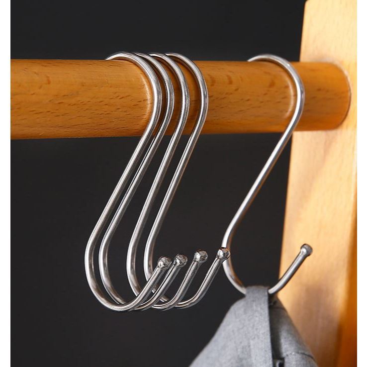3pcs S-Shaped Hooks S Hook Hanging Hangers Kitchen Bathroom Storage for Bags Clothes Caps Towels Holders (3212L)