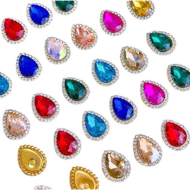 5pcs Water Drop Claw Rhinestones Gold or Silver Back for DIY Wedding Dress Shoes Decoration Accessories (3242L) - Image 4