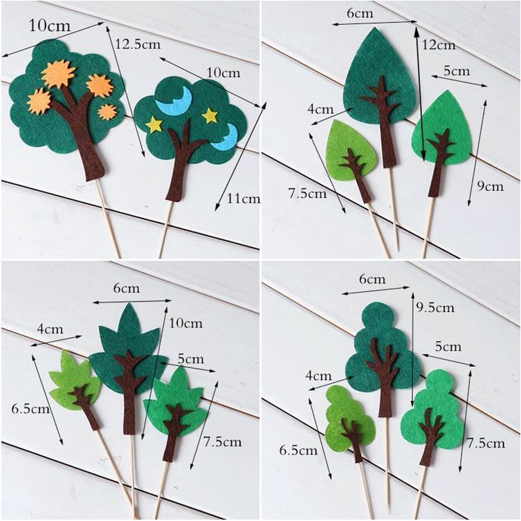 Cyuan Felt Green Trees Cake Toppers Woodland Jungle Party Happy Birthday ChildrenPartyBabyShowerBoyCakeDecoration(1145L) - Image 6