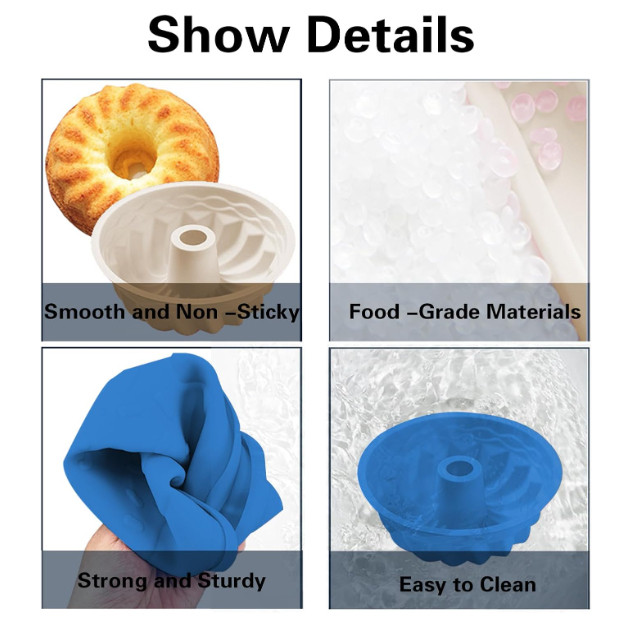 16.3cm Cake Mould Baking Pan, Silicone Ring Cake Mould, Reusable Baking Cups, Fluted Baking Moulds (3203L) - Image 5