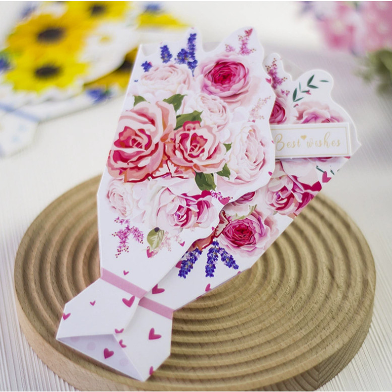 1pc Creative Festival Greeting Card Thank You Teacher Days Gratitude Blessing Card Gift Message Card花束鲜花贺卡(2404L) - Image 17