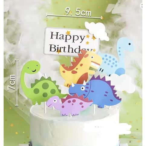 Dinosaur Theme Paper Birthday Cake Toppers Green Cute Dinosaur Baby Cake ToppersForBoysBirthdayCupcakeDecorations(1308L) - Image 5