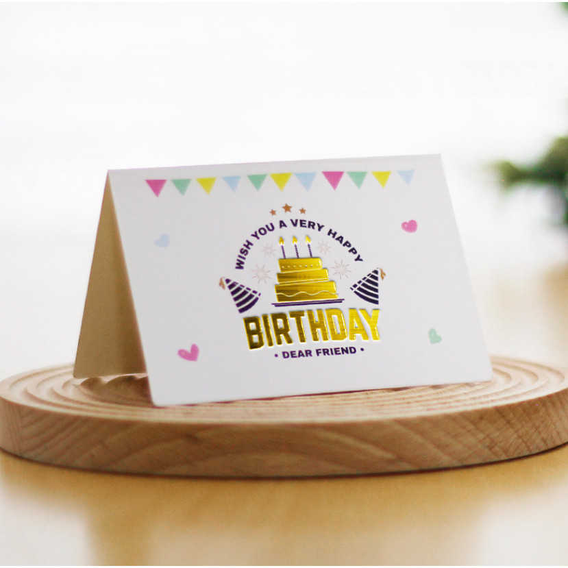 Birthday themed simple gold foil birthday greeting card, folding 3D message card (4045L) - Image 11