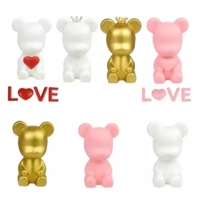 Cute Glowing Balloon Pink Gold Bear Love Cake Topper Valentine's Day Gift Baby Birthday Baking Dessert Decor(2009L) - Image 2