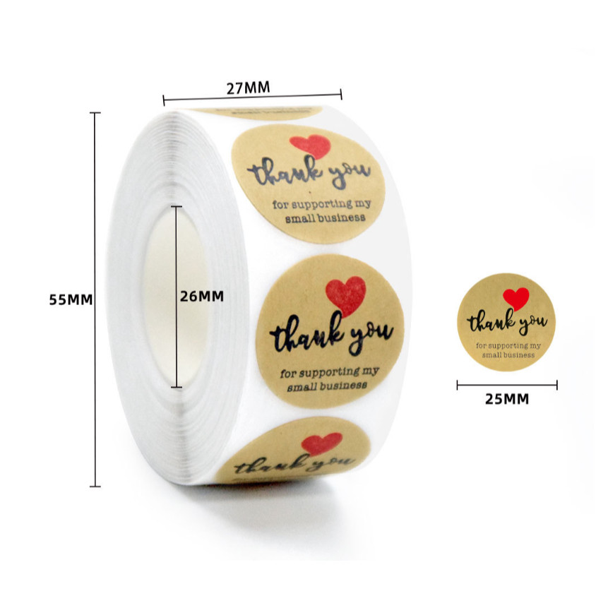 500pcs Round Labels Kraft Paper Thank You Sticker Dragees Candy Bag Flower Gift Box Cake Boxes 牛皮纸圆形贴纸(2433L) - Image 9