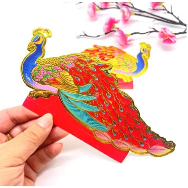 New colorful symmetrical peacock feather origami tower decoration 七彩对称孔雀羽毛装饰折纸折塔装饰(4036L)