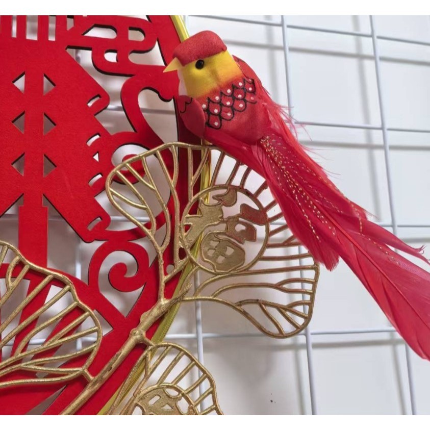 Foam Simulation Couple Birds Tree Ornament Artificial Feathers Multicolor Fake Bird Miniatures Garden Tree (4039L) - Image 9
