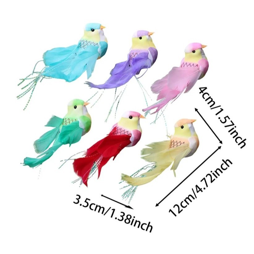 Foam Simulation Couple Birds Tree Ornament Artificial Feathers Multicolor Fake Bird Miniatures Garden Tree (4039L) - Image 7
