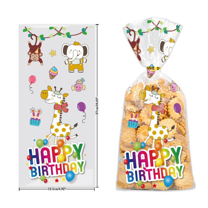 50pcs Cute candy Cellophane Bags Birthday Party Favors gift Bags for Candy Cookies treat pack bag baby girl boy (3197L) - Image 4
