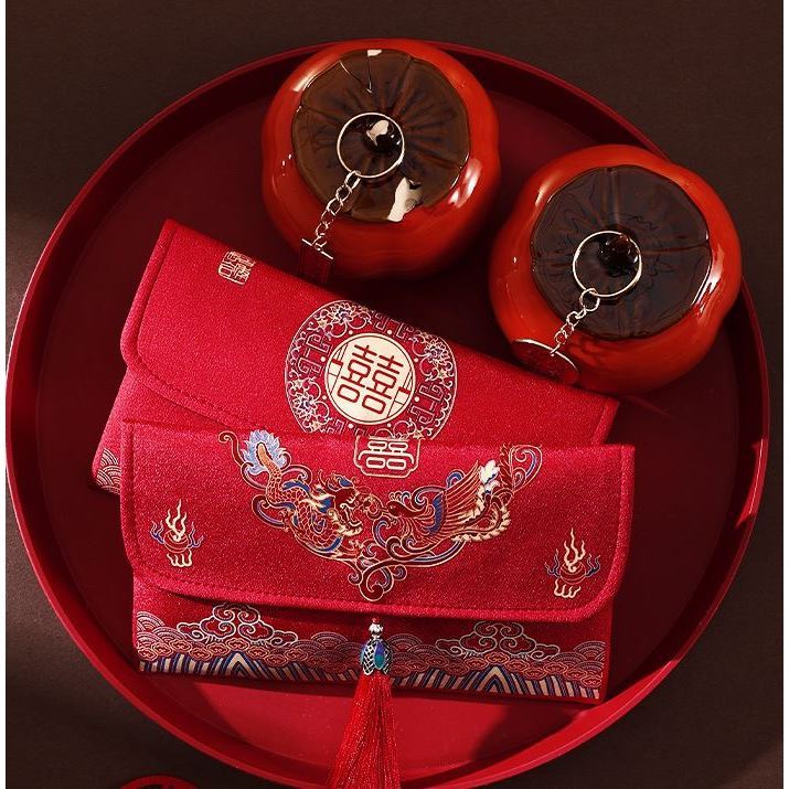 Chinese Wedding Red Envelopes with Pendant Spring Festival Red Pocket Lucky Money Hong Bao Card Envelope Wedding (3223L) - Image 3