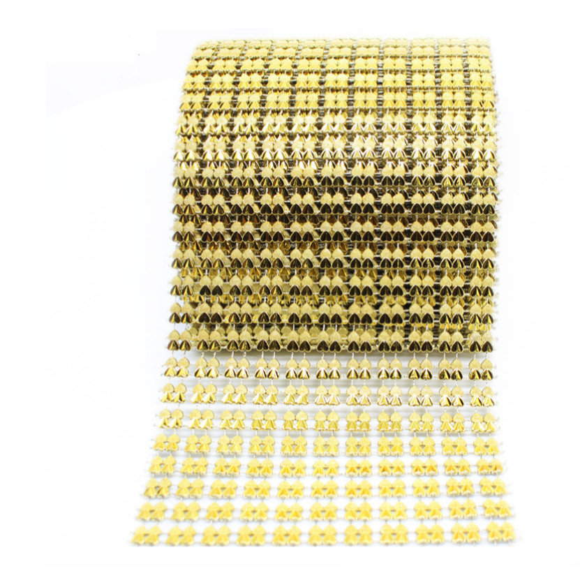 1yard 13 level Heart mesh Wrap Gold Silver Mesh Roll Tape Tulle Crystal Ribbon wedding cake decoration(620L) - Image 7