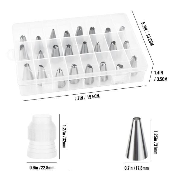 18/25pc Pastry Socket Cake Nozzles for Confectionery Professional Set Icing Cream Piping Tips Cookies Cupcake Dec(2450L) - Image 4
