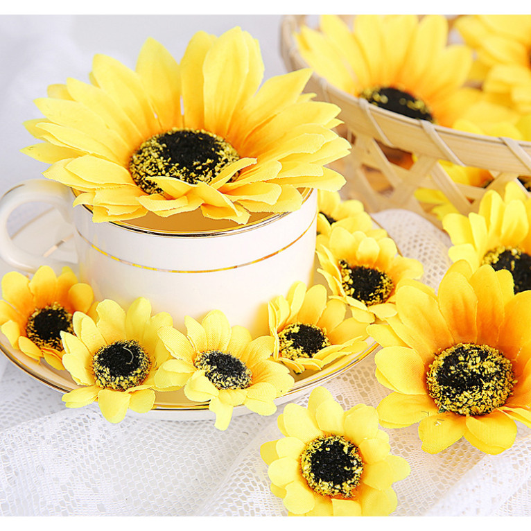 5pcs 6.5/7.5cm Large Silk Sunflower Artificial Flower Head For Wedding Box Decor Headmade Scrapbooking Access(1738L) - Image 6
