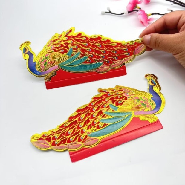 New colorful symmetrical peacock feather origami tower decoration 七彩对称孔雀羽毛装饰折纸折塔装饰(4036L) - Image 2