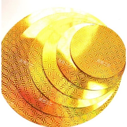 Gold laser-cut round paper card craft round bottom folding tower cardboard 金色镭射圆纸片卡手工圆底折塔纸板 (4037L)