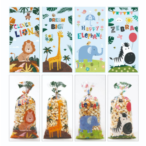 50pcs Cute candy Cellophane Bags Birthday Party Favors gift Bags for Candy Cookies treat pack bag baby girl boy (3197L) - Image 6