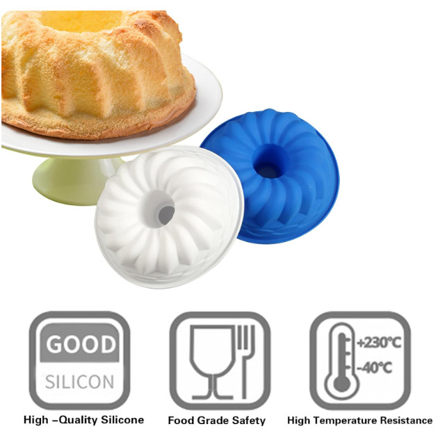 16.3cm Cake Mould Baking Pan, Silicone Ring Cake Mould, Reusable Baking Cups, Fluted Baking Moulds (3203L) - Image 6