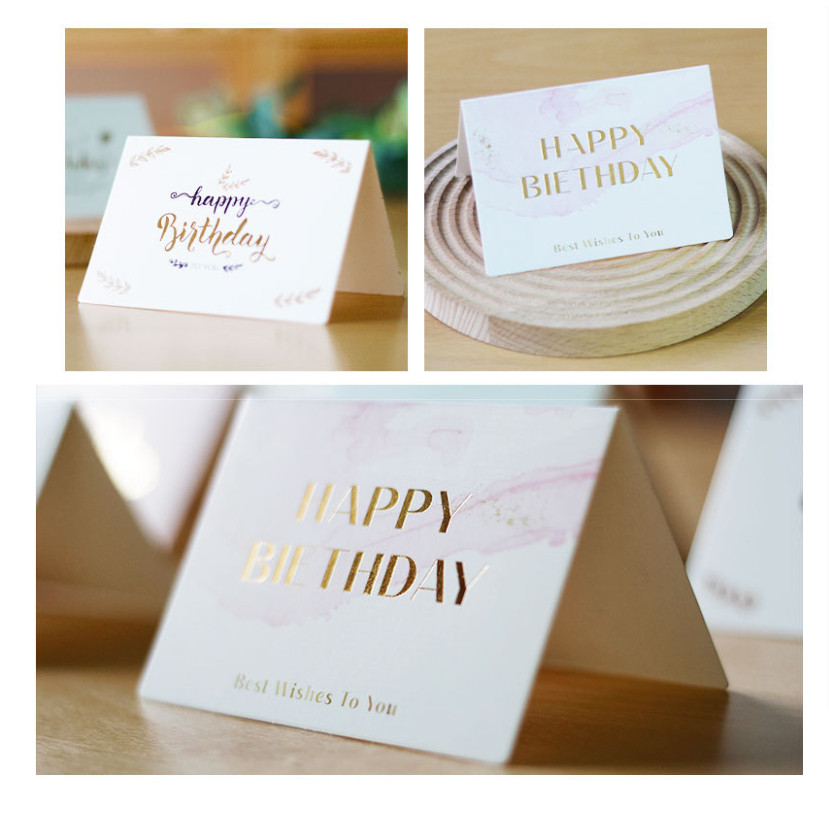 Birthday themed simple gold foil birthday greeting card, folding 3D message card (4045L) - Image 3