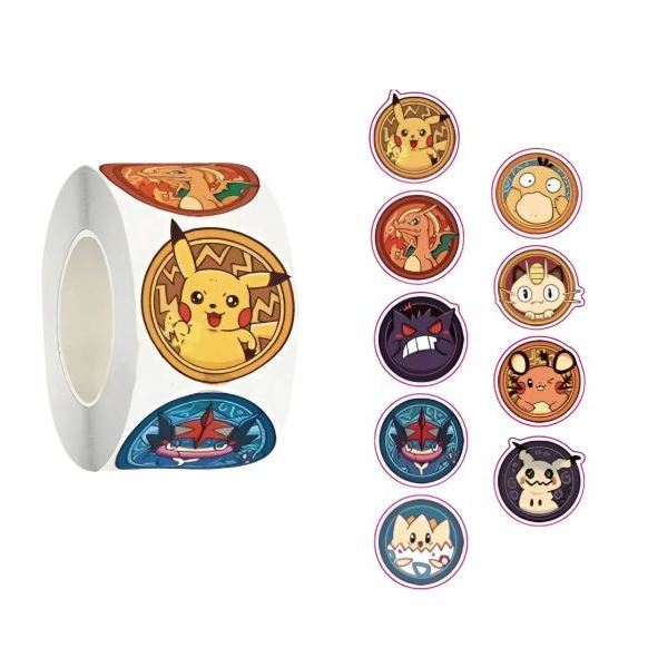 500pcs/roll Anime Labubu Monster Pokemon Cartoon Waterproof Sticker Water Bottle Laptop Scrapbook DIY Sticker Kid(3235L) - Image 5