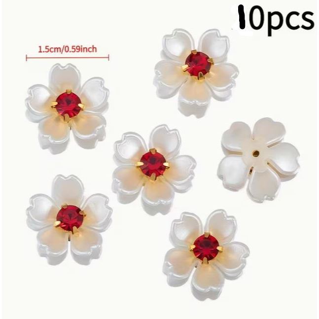 10pcs Imitation Pearl Rhinestone Flower Design Charms Decorative Buttons For Hats Clothes DIY (3239L) - Image 9
