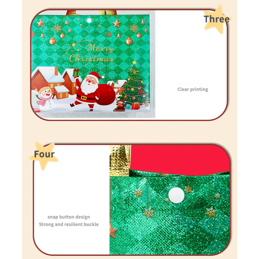 Christmas Pressed Non-woven Laminated Handheld Bags (4022L) - Image 5