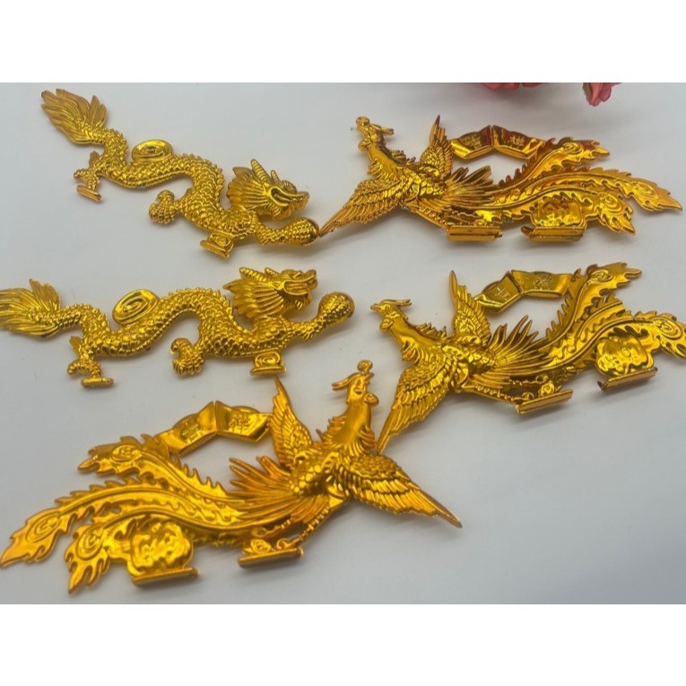 Plastic Golden Dragon and Phoenix Double-Sided 3D Ornament 塑料金龙凤凰双面立体摆件 (4032L) - Image 2