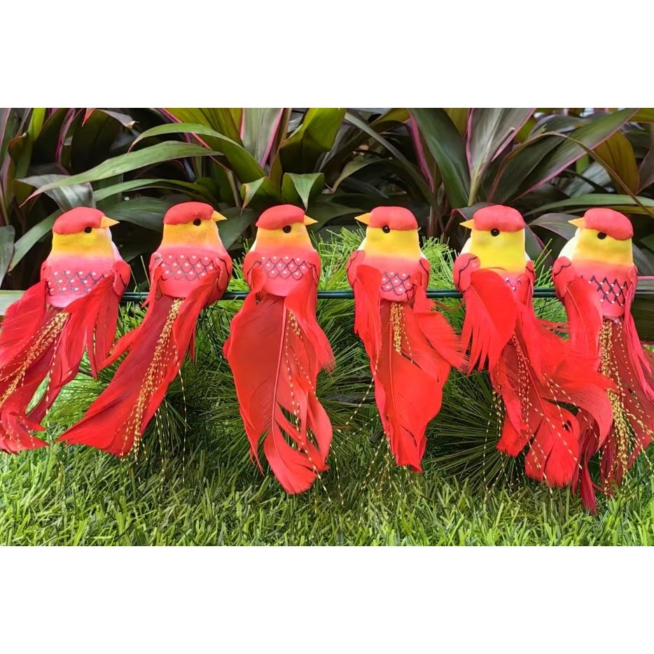 Foam Simulation Couple Birds Tree Ornament Artificial Feathers Multicolor Fake Bird Miniatures Garden Tree (4039L) - Image 10