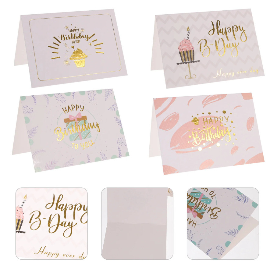 Birthday themed simple gold foil birthday greeting card, folding 3D message card (4045L) - Image 9