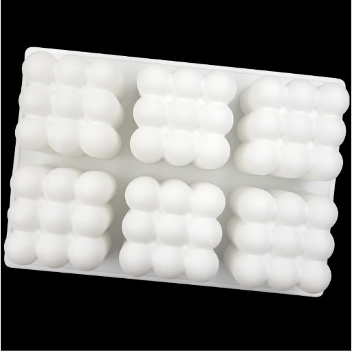 1/6Cavity 3D Bubble Cube Silicone Mold for Candles Soap Making, Bubble Cake Mold for Baking Dessert Mousse Cake(3206L) - Image 9