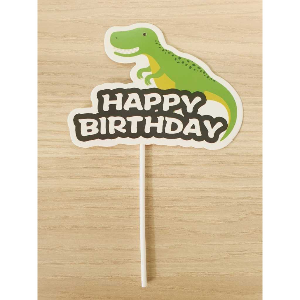 Dinosaur Theme Paper Birthday Cake Toppers Green Cute Dinosaur Baby Cake ToppersForBoysBirthdayCupcakeDecorations(1308L) - Image 9