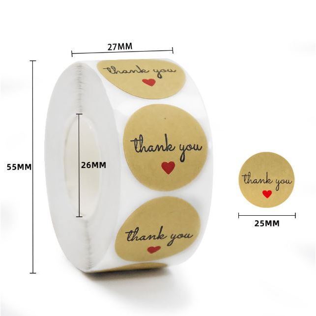 500pcs Round Labels Kraft Paper Thank You Sticker Dragees Candy Bag Flower Gift Box Cake Boxes 牛皮纸圆形贴纸(2433L) - Image 6