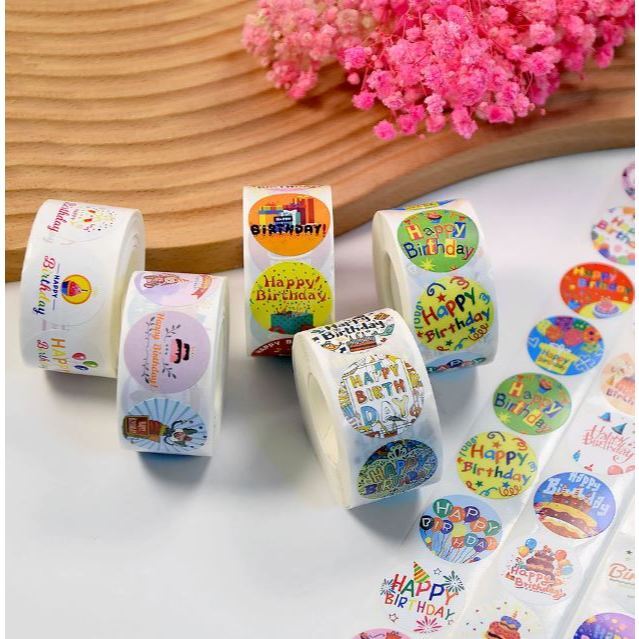 500pcs Adorable Round Happy Birthday Sticker In Designs Kawaii Stationery Cute Things Love 生日祝福贴纸 (2432L) - Image 2