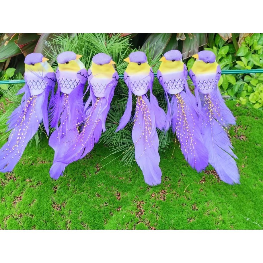 Foam Simulation Couple Birds Tree Ornament Artificial Feathers Multicolor Fake Bird Miniatures Garden Tree (4039L) - Image 14