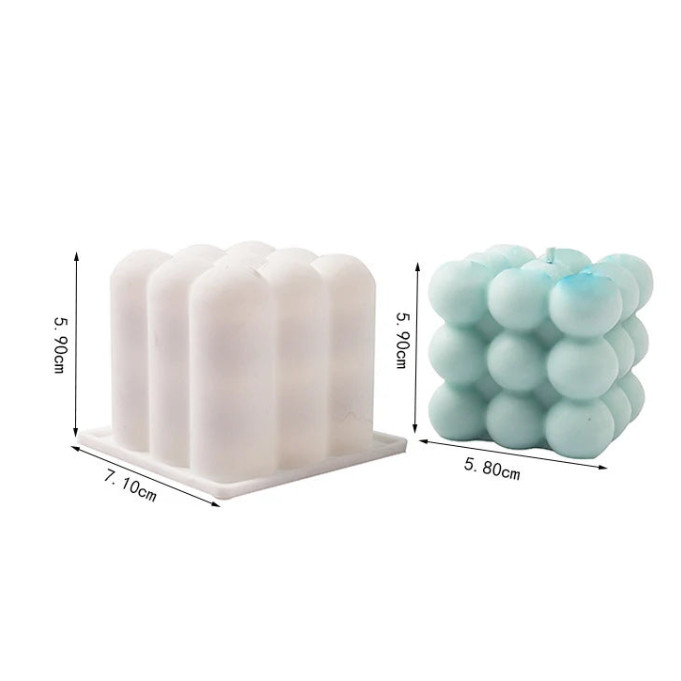 1/6Cavity 3D Bubble Cube Silicone Mold for Candles Soap Making, Bubble Cake Mold for Baking Dessert Mousse Cake(3206L) - Image 10