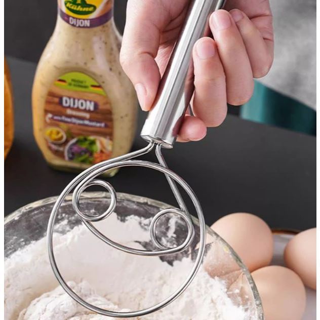 Danish Dough Bread Whisk Stainless Steel Handle Kitchen Baking Tools Pastry Manual Mixer Egg Beater Self Turning(3213L) - Image 8