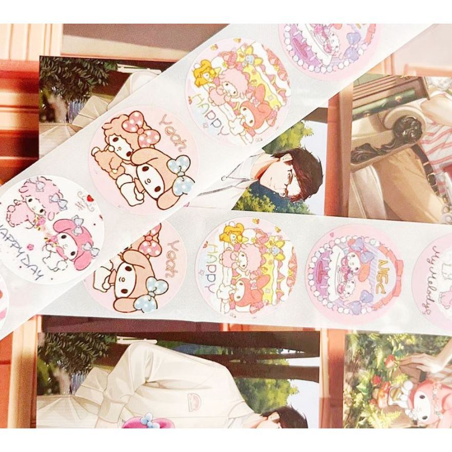 500Pcs Cartoon Sanrio Hello Kitty Melody Kuromi Cinnamoroll Sticker Rolls for Water Bottles Cup Laptop Phone(3230L) - Image 3