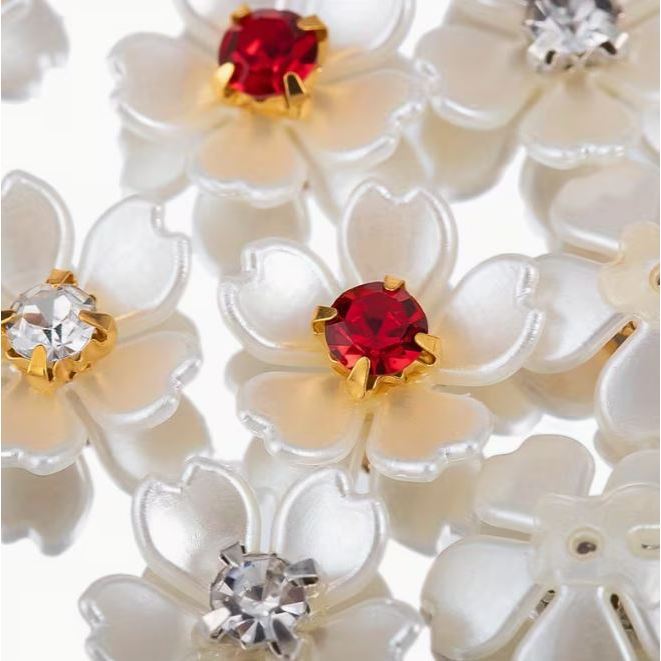 10pcs Imitation Pearl Rhinestone Flower Design Charms Decorative Buttons For Hats Clothes DIY (3239L) - Image 6