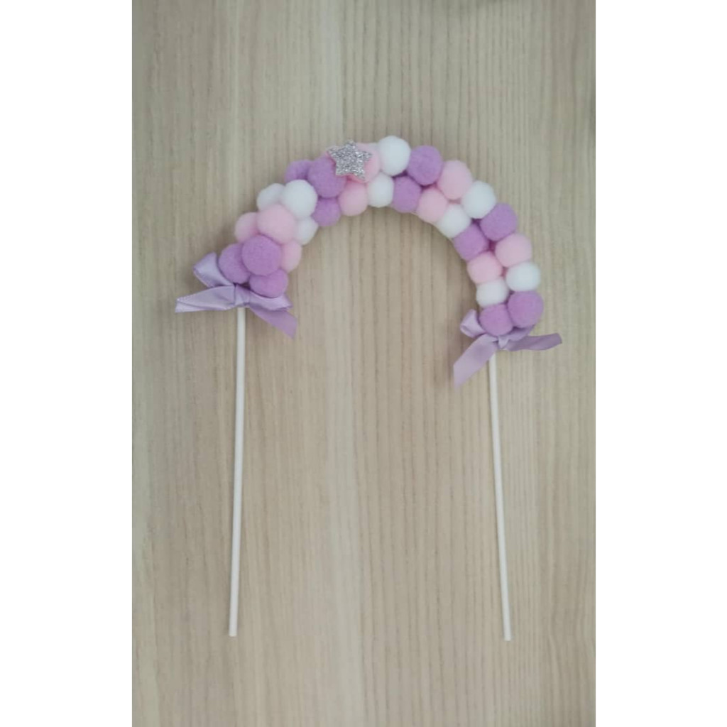 Happy Birthday Cake Topper Soft Pompom Cloud Cake Decorations Baby Shower DIY Cake Top Flags 拱门毛球生日烘培蛋糕插卡(734L) - Image 13