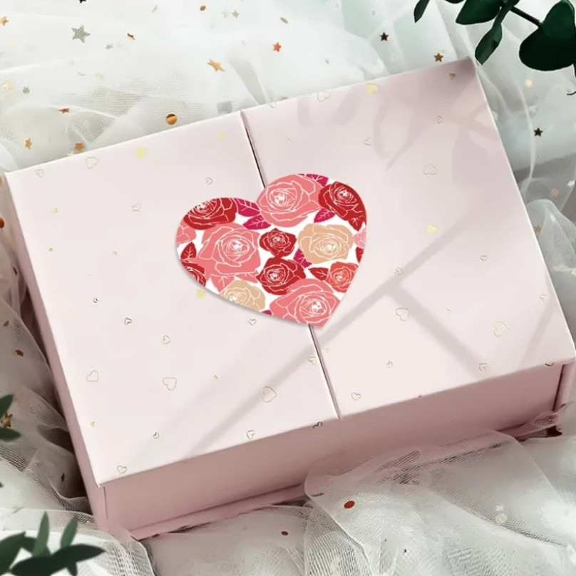 6pcs/500pcs Heart Round Shaped Label Sticker Scrapbooking Gift Packaging Seal Birthday Party Wedding Supply (1374L) - Image 9