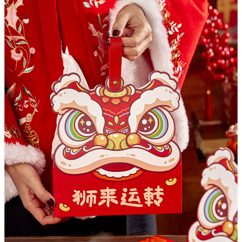 Chinese New Year–themed candy/gift packaging box designed in the shape of a lion dance (舞狮) head(4015L) - Image 7