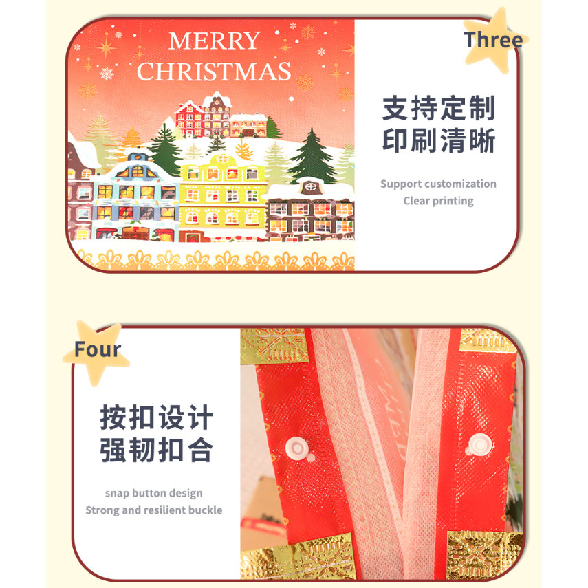 Christmas Pressed Non-woven Laminated Handheld Bags (4022L) - Image 4