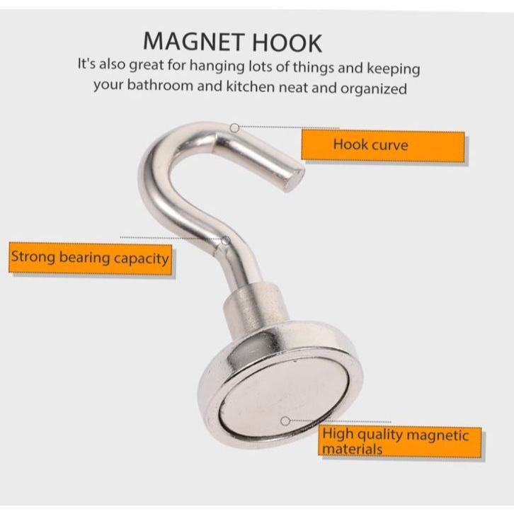 2pc Magnet Hook Wall Hanging Hooks Suction Cup Hook Swivel Hooks Cabinet Hooks Multi-Functional Hooks Door Hook (3214L) - Image 4