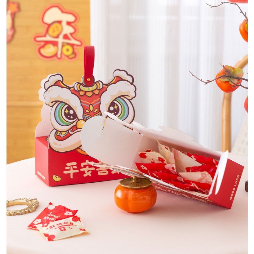 Chinese New Year–themed candy/gift packaging box designed in the shape of a lion dance (舞狮) head(4015L) - Image 4
