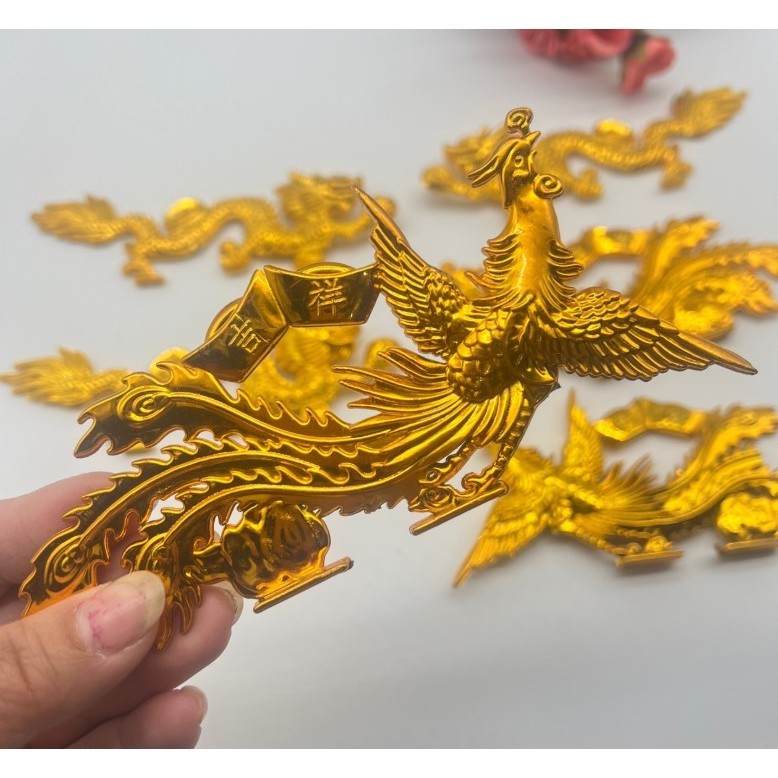 Plastic Golden Dragon and Phoenix Double-Sided 3D Ornament 塑料金龙凤凰双面立体摆件 (4032L) - Image 11